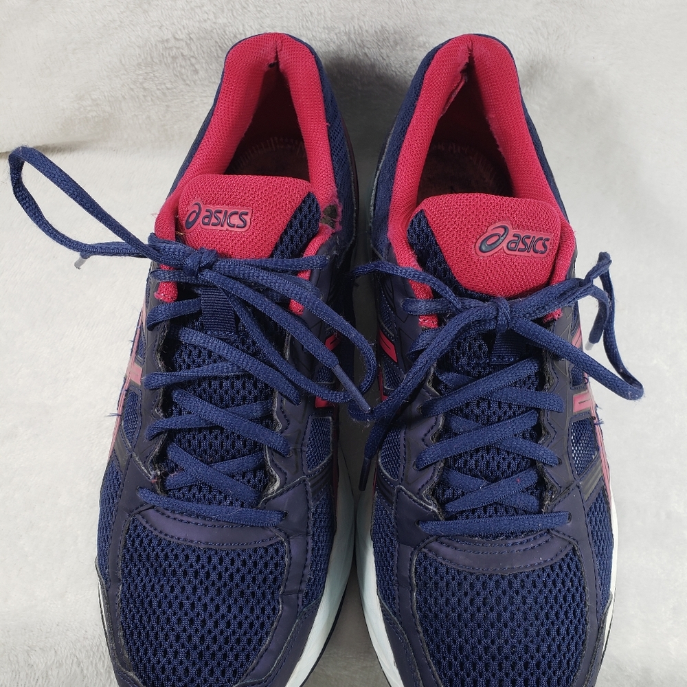 Women's Asics Gel-Contend 4 Running Shoes Size 10.5 Red Blue T765N Pre-Owned